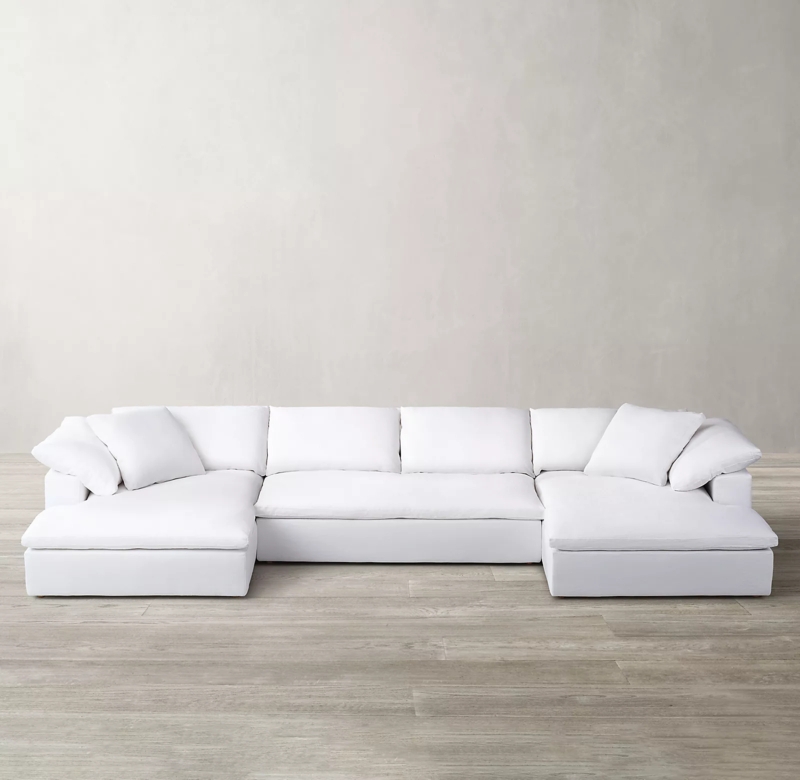 Spacious Modern White Sectional Sofa with Chaise