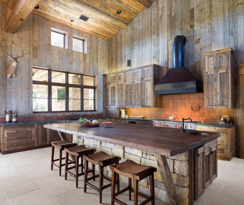 Spacious Rustic Kitchen Island with Wooden Accents