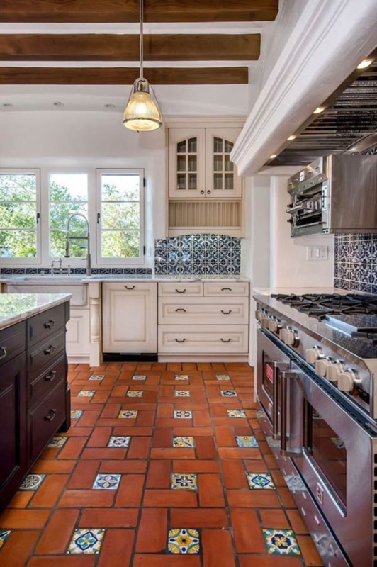 Spanish Tile Kitchen with Rustic Terracotta Flooring