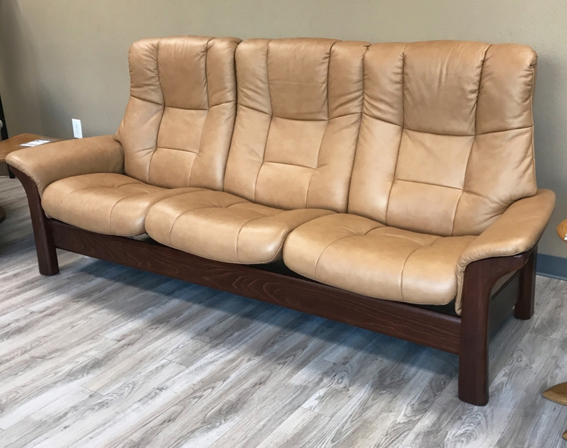 Stressless Buckingham Taupe Leather Three-Seat Sofa