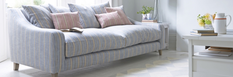 Striped Fabric Sofa with Pastel Accents UK