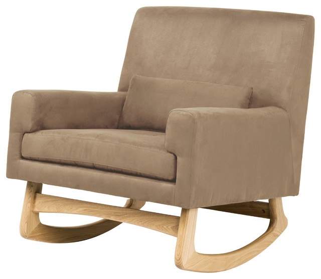 Taupe Microsuede Modern Upholstered Rocking Chair