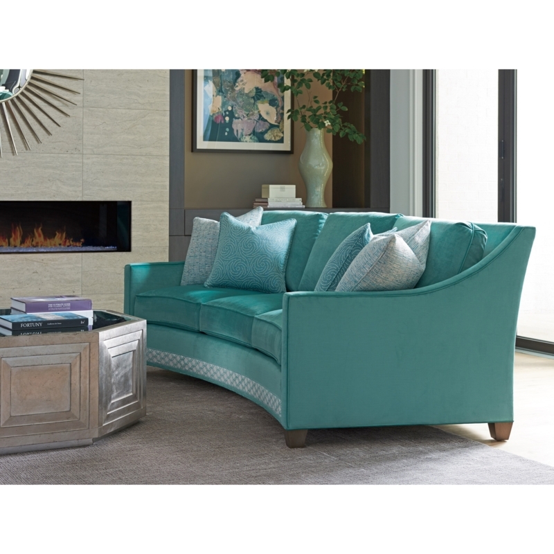 Teal Curved Lexington Ariana Valenza Sofa in Living Room
