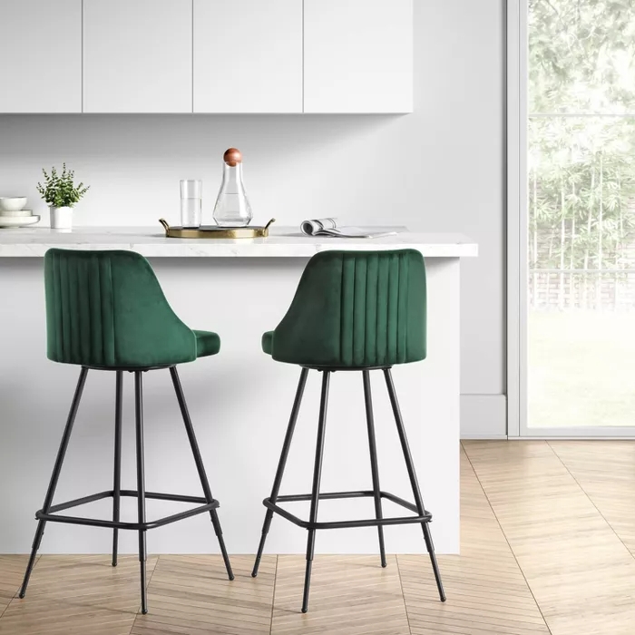 Tovin Adjustable Height Barstool Velvet Forest Green - Project 62 ...
