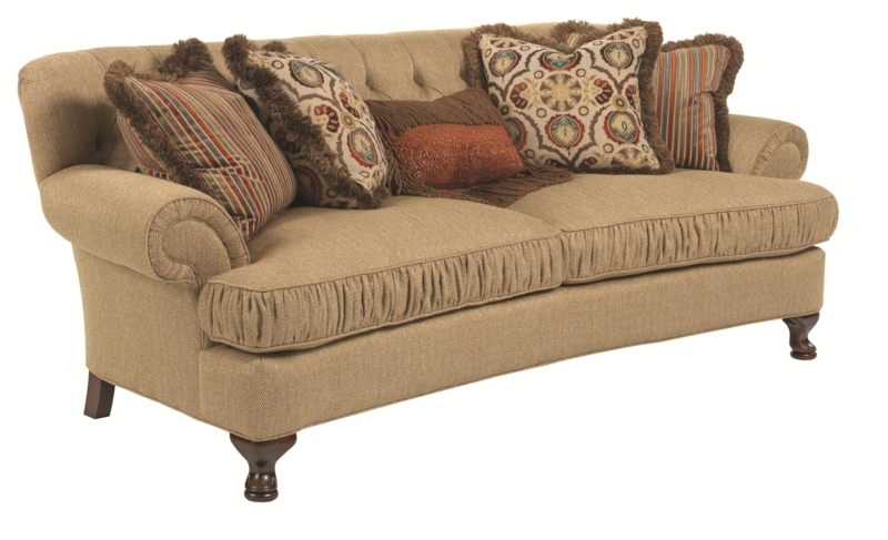 Traditional Beige Conversation Sofa with Patterned Cushions