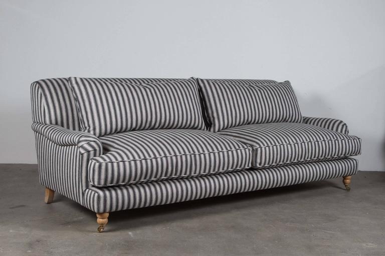 Traditional Black and White Pinstripe Sofa
