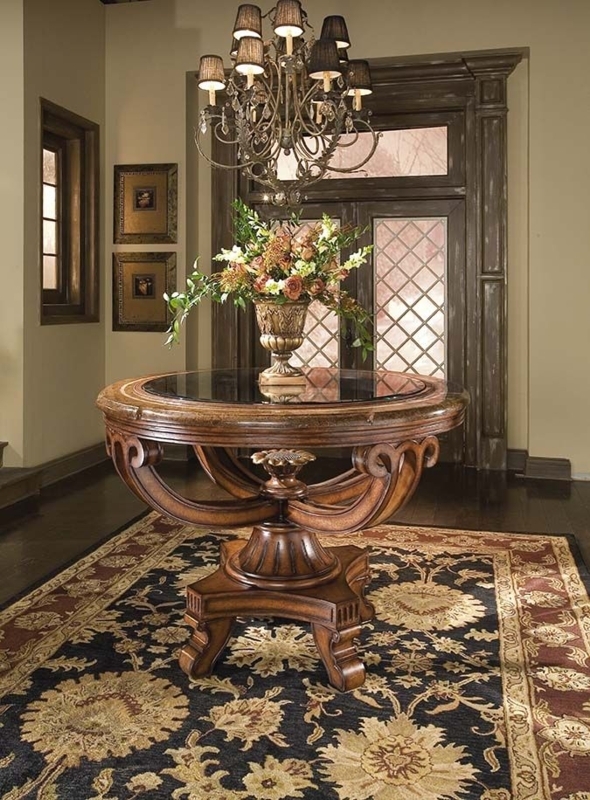 Traditional Italian Round Wood Console Table