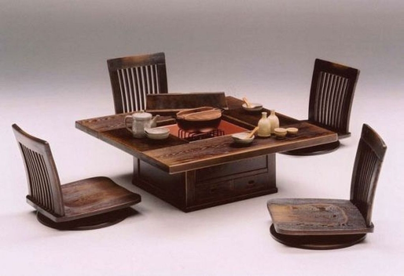 Traditional Low Japanese Style Dining Table Set