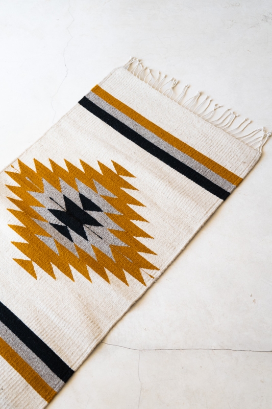 Traditional Mexican Geometric Wool Rug Design