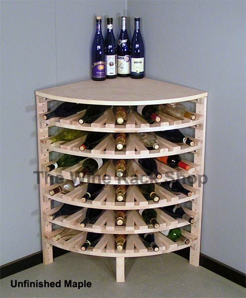 Unfinished Maple Corner Wine Rack Storage