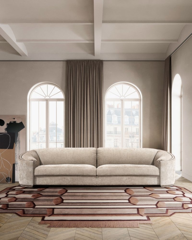 Unique Irregular Shape Rug in Modern Living Room