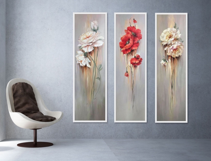 Vertical Abstract Floral Wall Art Set for Modern Interiors