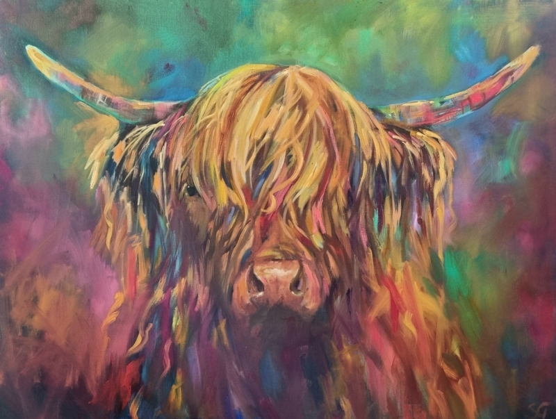 Vibrant Colourful Highland Cow Wall Art