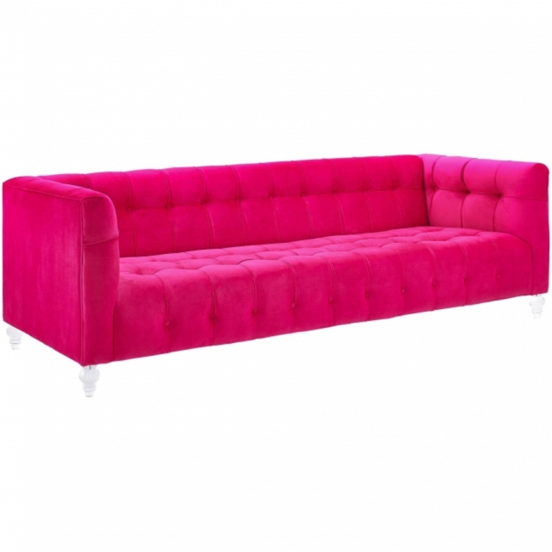 Vibrant Hot Pink Tufted Sofa for Modern Rooms