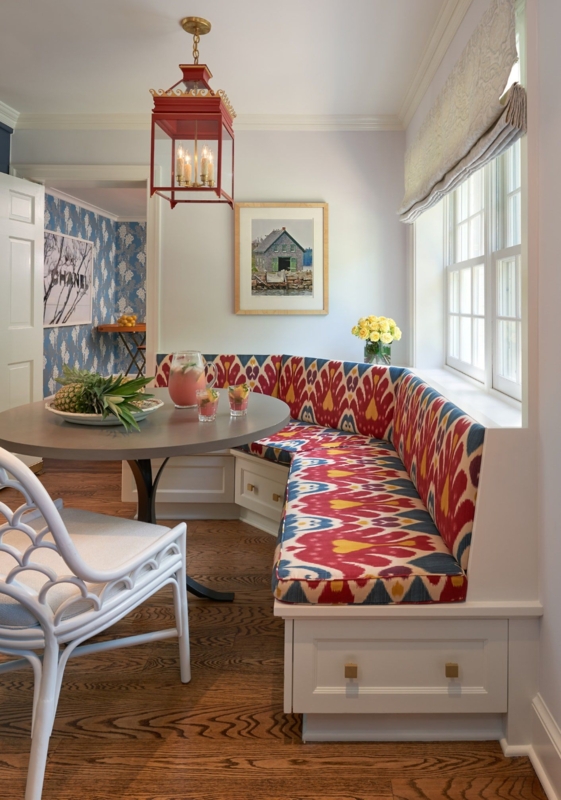 Vibrant Kitchen Corner Banquette Seating with Storage
