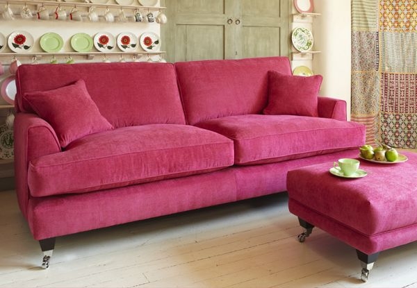 Vibrant Pink Florence Large Sofa with Ottoman
