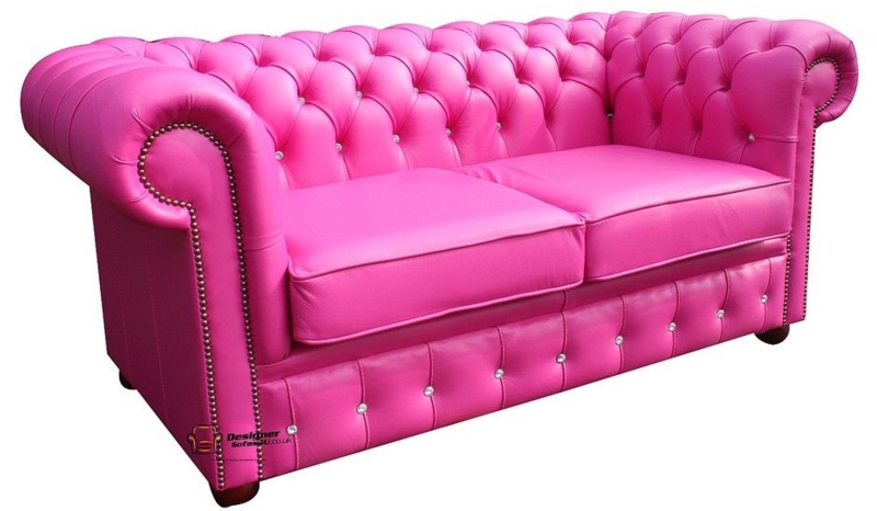Vibrant Pink Leather Chesterfield Sofa Design