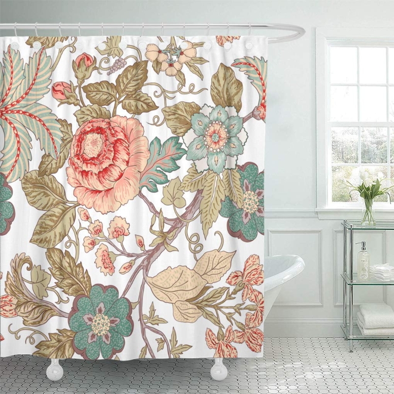 Victorian Rose Pattern Vintage Floral Shower Curtain