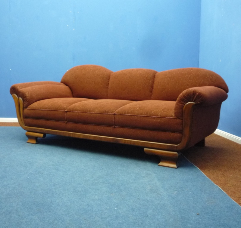 Vintage 1930s Art Deco Brown Sofa Design