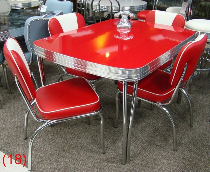 Vintage 1950s Red Chrome Retro Dinette Set