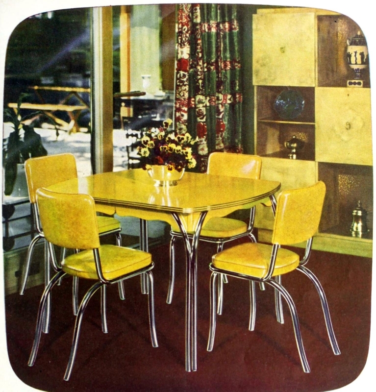 Vintage 1950s Yellow Kitchen Table and Chairs