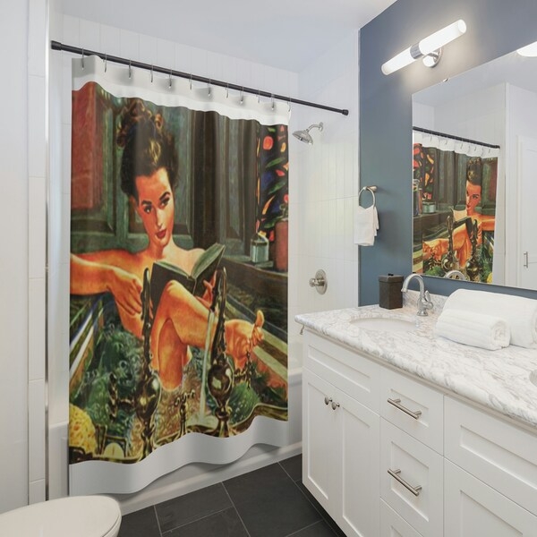 Vintage Art-Inspired Retro Bathroom Shower Curtain