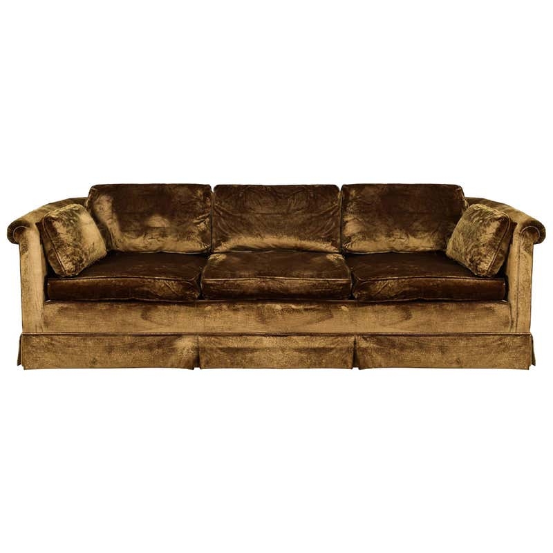 Vintage Baker Furniture Golden Brown Velvet Custom George IV Skirted ...
