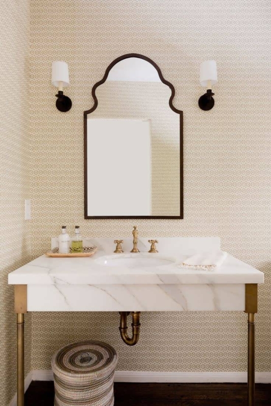 Vintage Bathroom Mirror with Marble Vanity Design