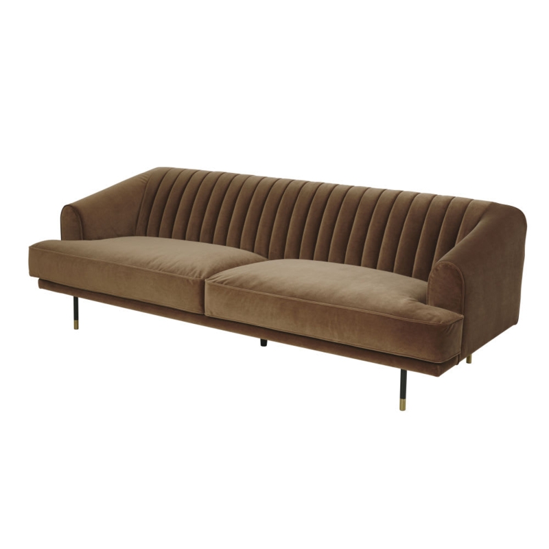 Vintage Brown Velvet 3-Seater Sofa Costello Design