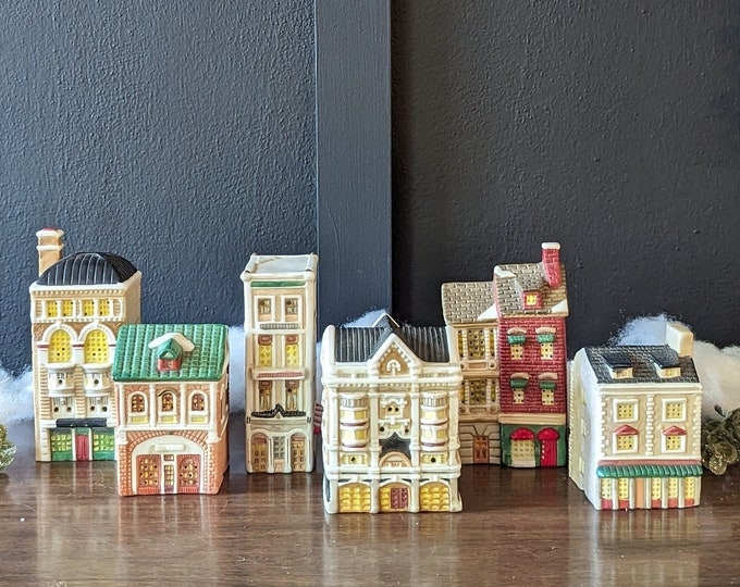 Vintage Ceramic Christmas Village Decorative Set