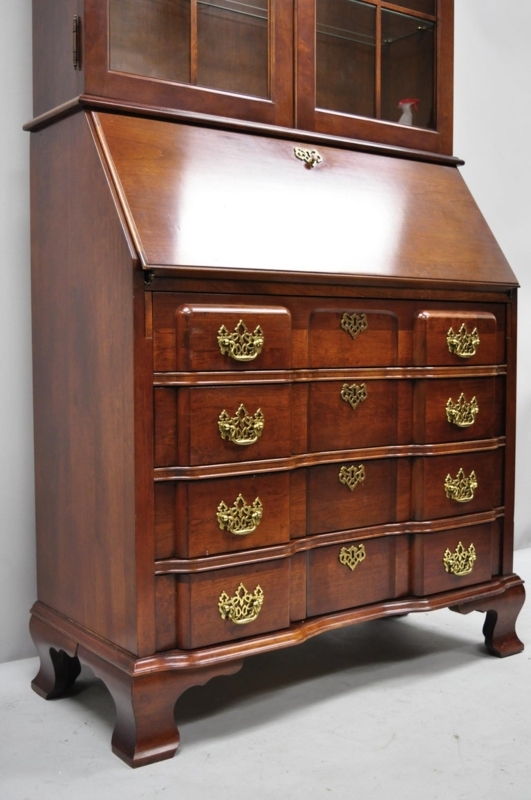 Vintage Cherry Chippendale Block Slant Front Secretary Desk by Jasper ...