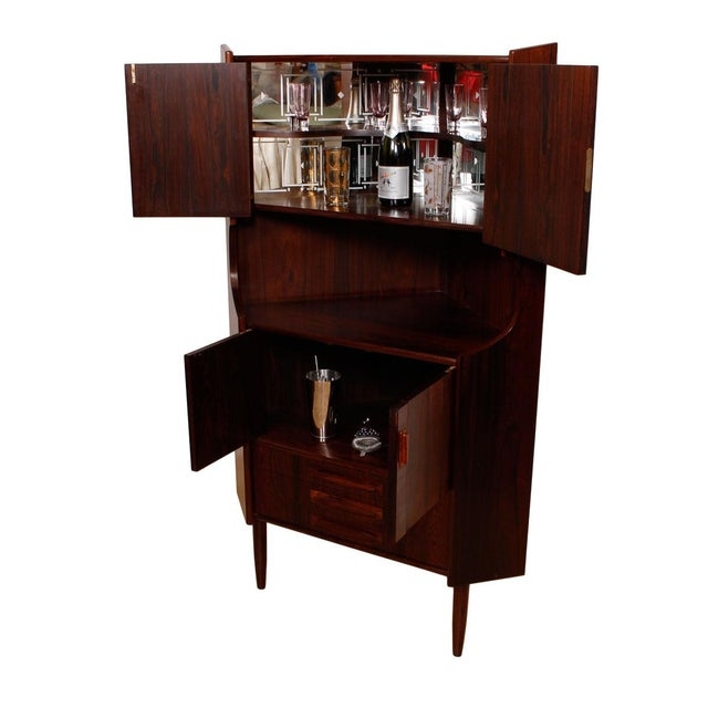 Vintage Danish Rosewood Corner Bar Cabinet