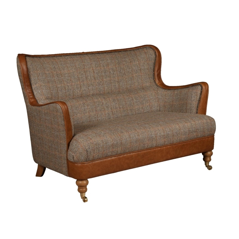 Vintage Ellis Two-Seater Sofa with Leather Trim