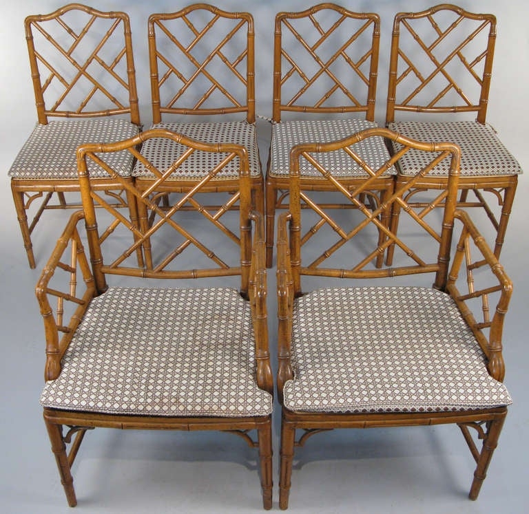 Vintage Faux Bamboo Dining Chair Set of Six