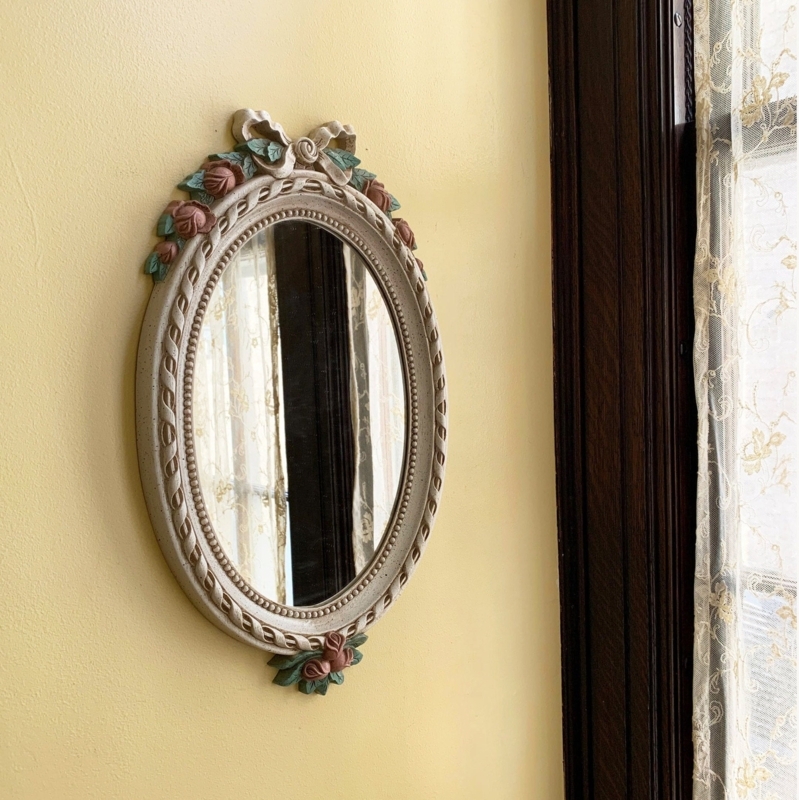 Vintage Floral Oval Antique Bathroom Mirror