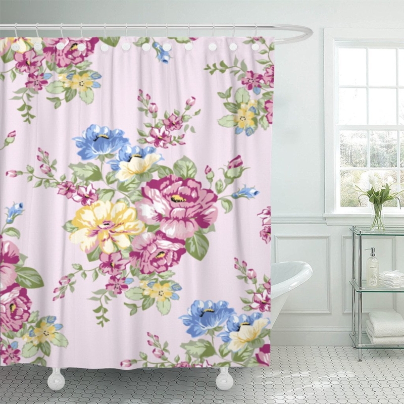 Vintage Floral Pattern Shower Curtain for Classic Bathrooms