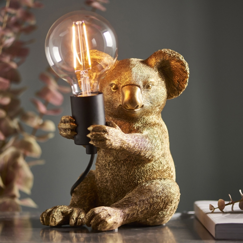 Vintage Gold Koala Table Lamp Unique Lighting