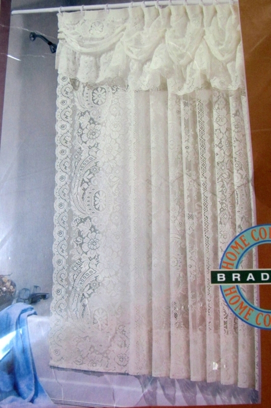 Vintage Ivory Lace Shower Curtain With Balloon Valance | Etsy