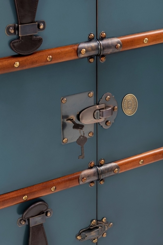 Vintage Locking Bar Cabinet with Leather Straps