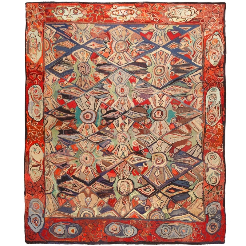 Vintage Mexican Zapotec Rug with Star Motifs