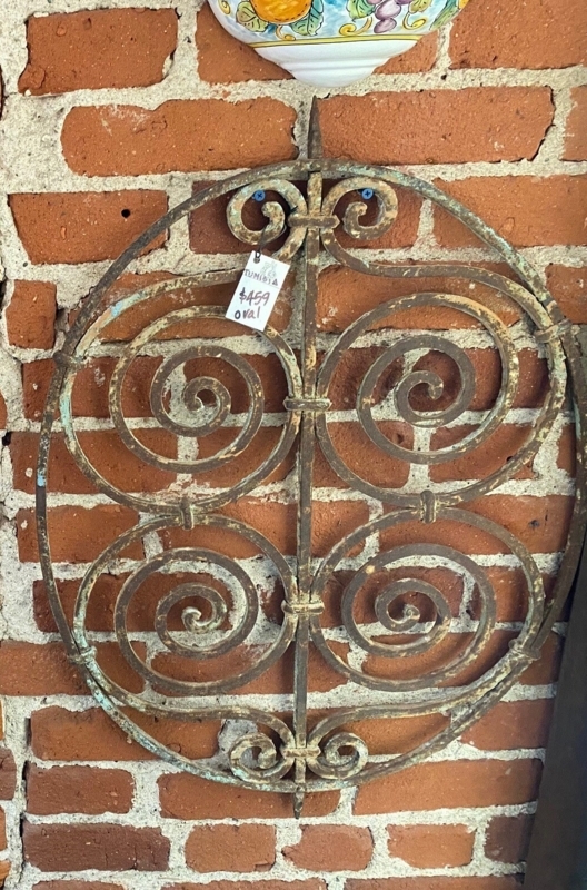 Vintage Oval Wrought Iron Decorative Wall Panel