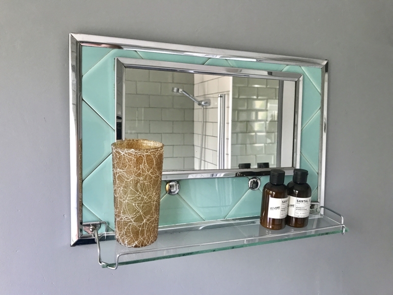 Vintage Retro Bathroom Mirror with Glass Shelf