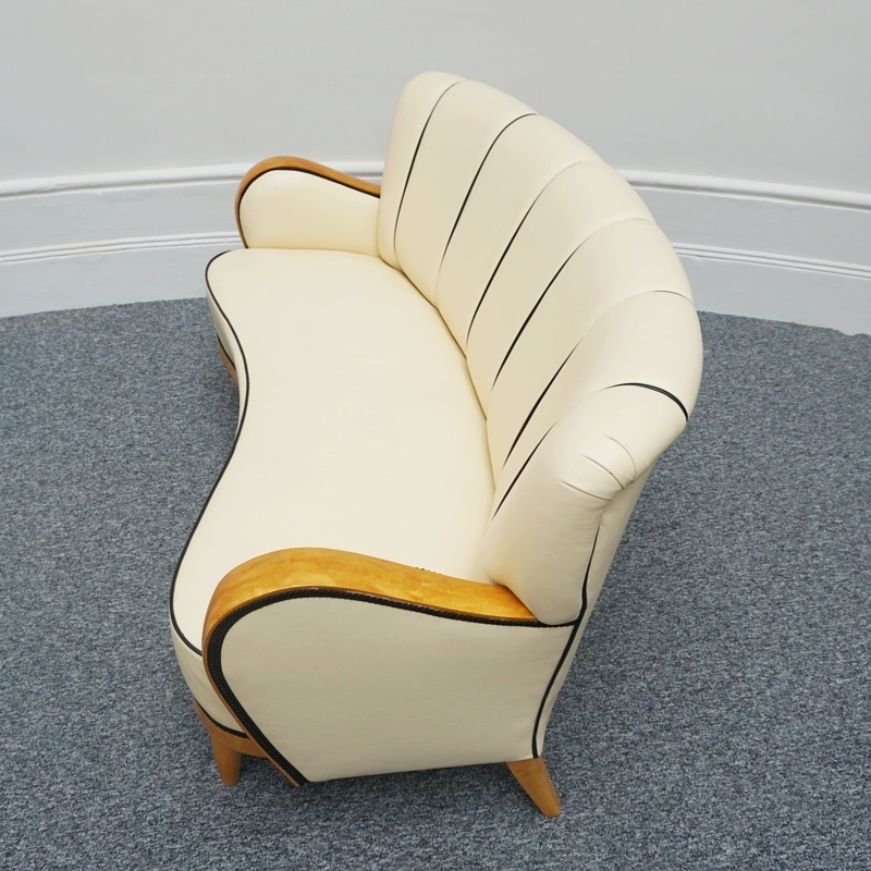 Vintage Scandinavian Curved Art Deco Sofa Design