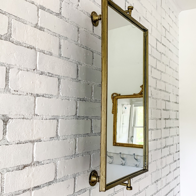 Vintage Swivel Bathroom Vanity Mirror with Brass Frame