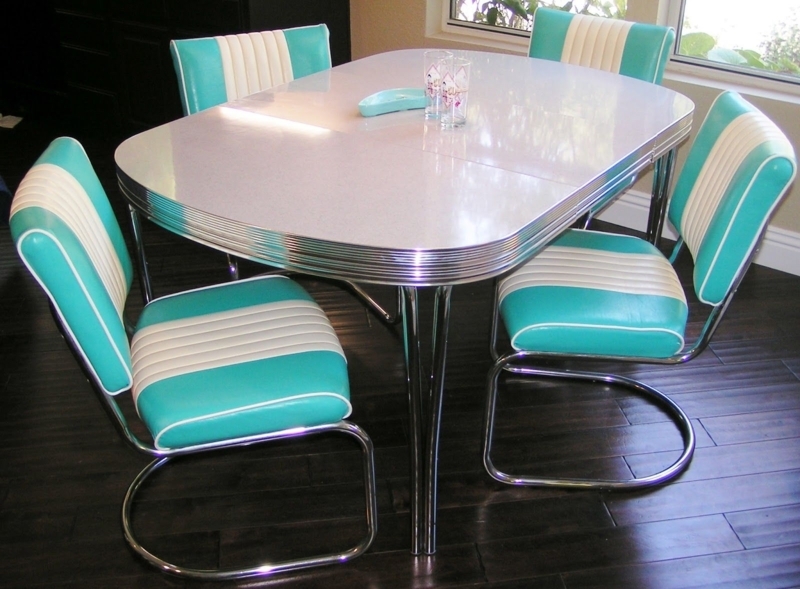 Vintage Turquoise and White Retro Kitchen Dining Set
