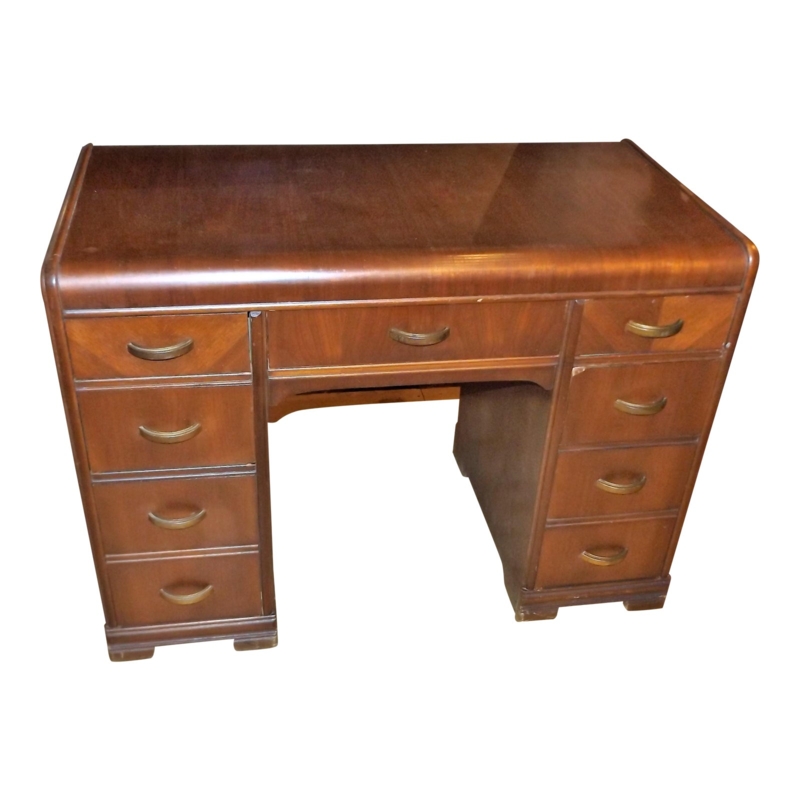 Vintage Waterfall Art Deco Wooden Desk