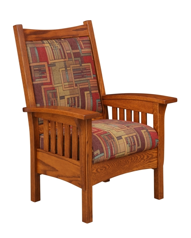 Vintage Wooden Library Chair with Geometric Upholstery