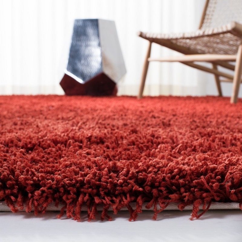 Warm Rust Colored Shag Area Rug for Cozy Spaces
