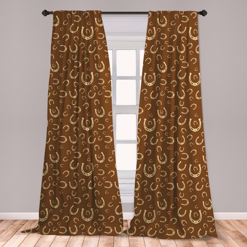 Western Brown Curtains with Horseshoe Pattern