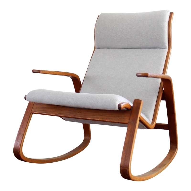 Westnofa Danish Modern Grey Upholstered Rocking Chair